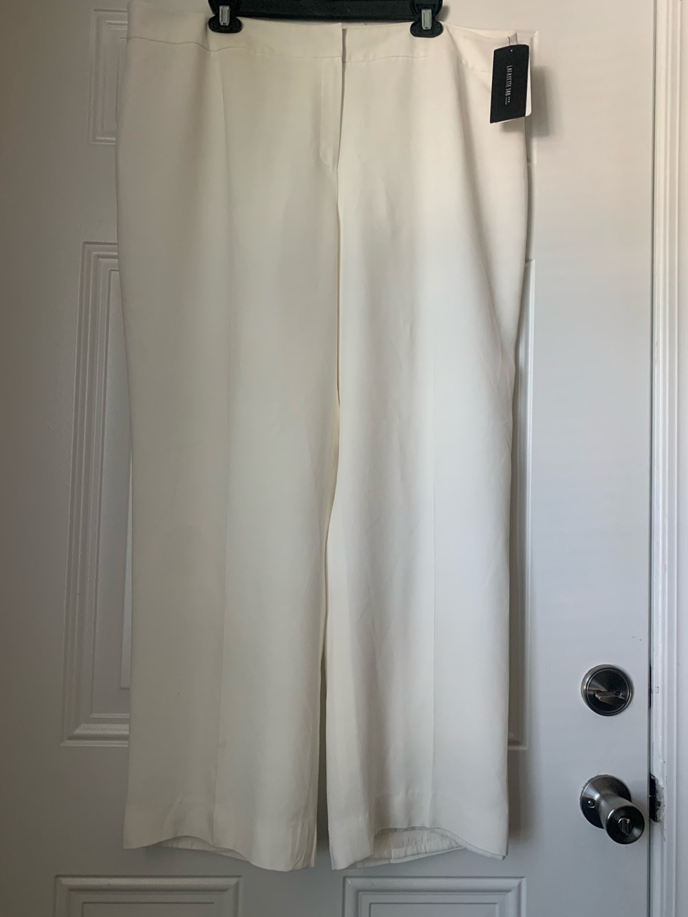 NWT Lafayette 148 New York Ivory Wide-Leg “Menswear” Pants Size 18